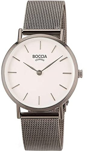Boccia Damen Analog Quarz Uhr mit Edelstahl Armband 3281-04