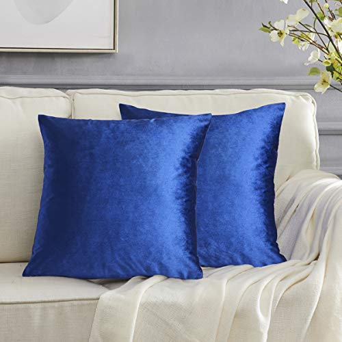 GIGIZAZA Blau Kissenbezüge, Kissenhülle Pack von 2 Samt Zierkissenbezüge Throw Pillow Covers Cases Set Kissen Fall für Sofa Schlafzimmer und Auto, 20 * 20 Zoll 50 * 50 cm