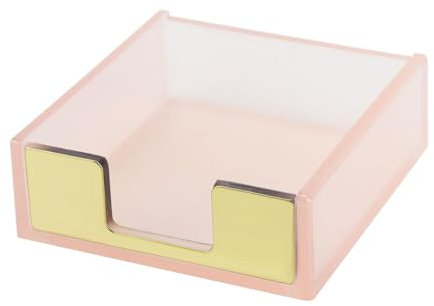 Buqoo Acrylic Sticky Notes Pad Holder Desktop Organizer 3.5x3.3 Inch Memo Holder for Office Home Desk Supplies (Rose Gold)