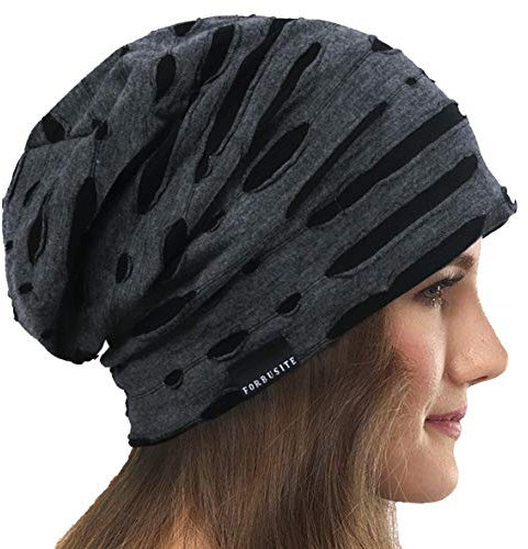 VECRY Damen Slouchy Mütze Dünne Sommer Schädelkappe Turban Sanft Schlafen Chemo Strickmützen (H Grau)