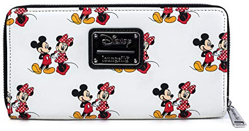 Loungefly Disney Mickey and Minnie Mouse All Over Print Zip Wallet