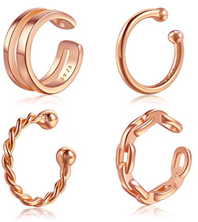 CHIC & ARTSY Ohr Manschette Ohrring in 925er Sterling Silber, Ohrringe ohne Piercing, Helix Knorpelanhänger, Ohrring-Muschel, edler Schmuck für Frauen und Männer, Metall