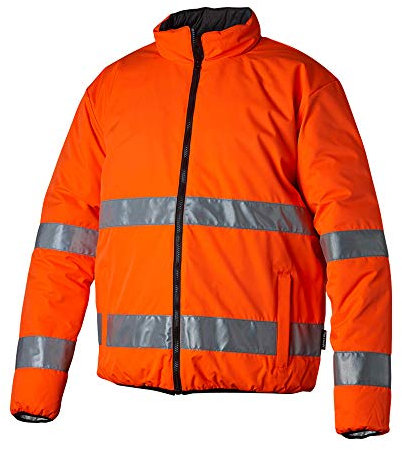 Top Swede 12902102509 Modell 129 Reversible Quilt-Gefüttert Warnschutz Jacke, Orange/Schwarz, Größe XXXL
