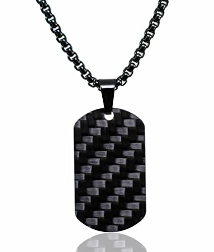 Carbon Kohlenstoff Schmuck Herren Männer Kette Dogtag Anhänger Militär Soldaten (60)