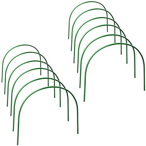 RTWAY 12Pcs Greenhouse Hoops, 4ft Plant Support Long Steel with Plastic Coated Support Hoops Garden Stakes Wire Tunnel Hoops Rust-Free Grow Tunnel for Garden Fabric