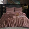 ROOEE Parure de lit complète en satin de soie - 6 pièces - Drap-housse, housse de couette et 4 taies d'oreiller. Couleur : rose poudré Taille - Super King size