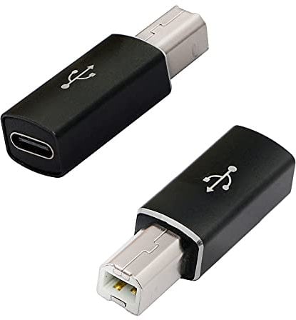 CERRXIAN 2 adaptadores USB C a USB B, tipo C hembra a USB 2.0 macho, convertidor de carcasa de aluminio para conectar dispositivos tipo C a pianos eléctricos, impresoras, etc