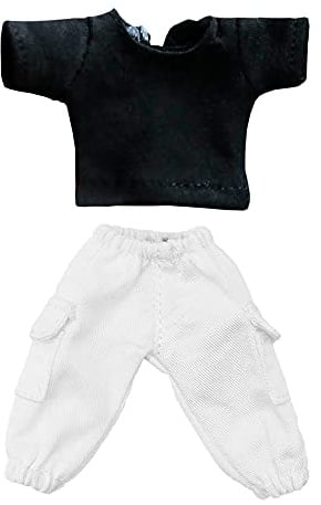 niannyyhouse T-Shirt und Hose, 2-teiliges Set, Camouflage-Overall, einfarbig, T-Shirt, 1/12, BJD OB11-Puppe, 11 cm, Körperfigur-Zubehör (weiß)