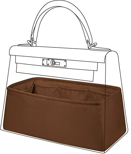 DGAZ Handtasche Tasche Organizer, Seide Innentaschen für Kelly Pochette/Mini/25/28/32/35, Taschen Organisator Innentaschen für Damen Handtaschen (Gold, KL25)