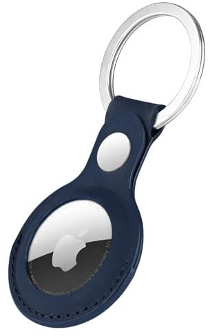 Porte-clé AirTag en cuir véritable pour Apple AirTags, anti-perte, anti-rayures, porte-clés sûr pour clés, collier de chien/chat, bagages, sac, étui de protection porte-clés