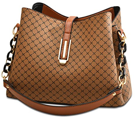 FORRICA Umhängetasche Damen Handtasche Mode Frauen Crossbody Tasche PU Leder Retro Schultertasche mit 3 Große Taschen Bräunliches Gelb