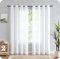 FMFUNCTEX Weiß Vorhänge Leinenoptik mit Ösen Leinen Gardinen Halbtransparent Landhausstil Wohnzimmer Modern für Schlafzimmer Kinderzimmer Balkontür 2er Set, 245 x 127 cm (H x B)