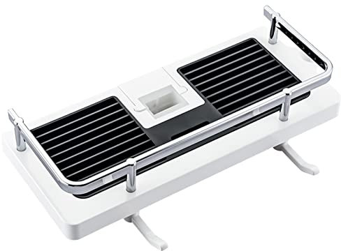 Shunfaji Bathroom Shower Shelf, No Drilling Holders Multifunctional Storage Rack Adjustable Stand for Soap Shampoo Hanging with Buckle and Head Hook (White square tube 30*18mm)