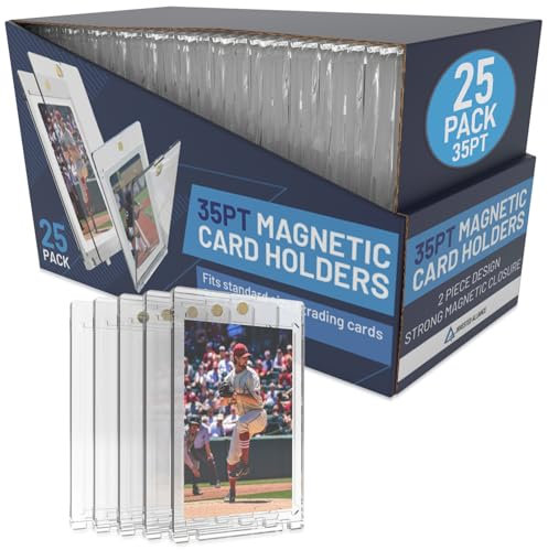 Premium Magnetic Card Holder (25 Pack) | 35PT Magnetic Card Holders For Trading Cards Pro UV Card Protectors with Ultra Clear Design, One Touch Magnet Case for Trading and MTG Cards