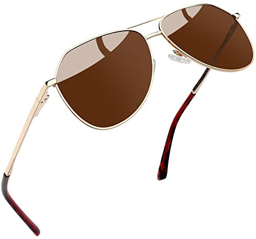 Joopin Große Sonnenbrille Damen Braun Retro Polarisierte Sonnenbrille Herren Vintage UV400 mit Metallrahmen und Sunglasses Men Women for Driving (Gold-Braun)