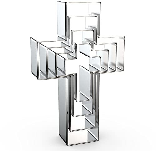 Kreuz-Ausstechformen-Set in verschiedenen Größen – 12,7 cm, 10,2 cm, 7,6 cm, 5,1 cm – Kreuzförmige Plätzchen-Tonausstecher, Keksausstecher, Fondantform für christliche, religiöse Taufe, Weihnachten,