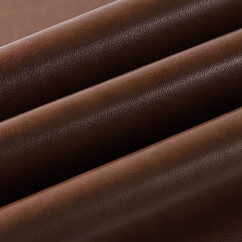 Wooqu Buchtuch aus PU-Leder, PU-beschichtet und Vliesbasis, lederähnliche Optik, weich, 43,2 x 73,7 cm, zum Buchbinden, Ziegennarben, Braun