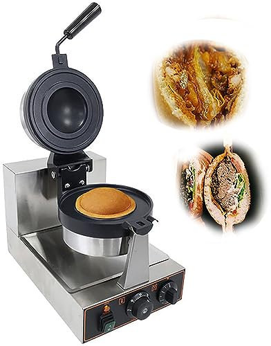 Commercial Electric Burger Waffle Maker, 1000W Single Head Non Stick Panini Press Hamburger Machine, Ice Cream Waffle Baker Machine