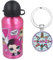OM SUPPLIES LOL Bouteille de sport en aluminium avec personnages 400 ml – Vacances, rentrée scolaire, eau potable pour enfants, déjeuner, enfants avec porte-clés LOL