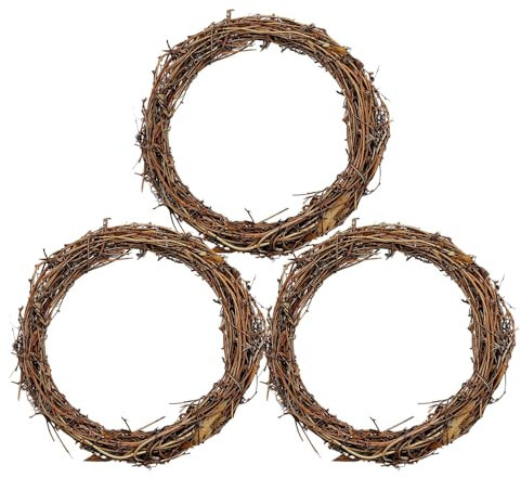 WJAJOY Corona de vid natural de 20 cm, corona de ramas de vid para manualidades de Navidad, colgar en la pared de la puerta delantera, decoración de boda y fiesta (paquete de 3)