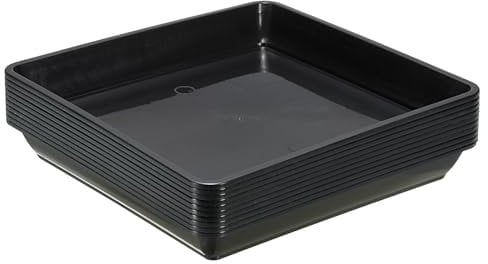 PATIKIL Plante Soucoupes 7 Pouce, 10 Paquet Carré Plastique Fleur Pot Plus Épais Plantes Gouttes Plateaux pour Intérieur Extérieur Jardin Potée, Noir