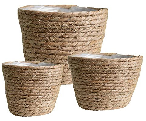 Pot De Fleurs En Jonc De Mer Cache, Pot De Fleurs Décoratif En Jonc De Mer , Paniers De Jardinières Élégants, Paniers De Jardinières Pour L'intérieur, L'extérieur, La Couverture De Pots De Fleu