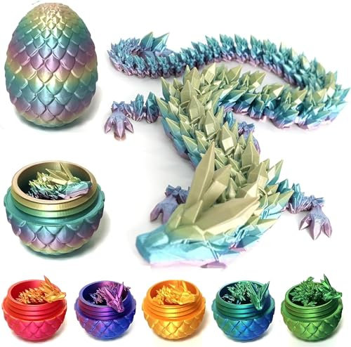 Pipihome 3D Dragon in Egg, Dragon Egg Fidget Toys Dragon Toys 3D Dragon Eggs with Dragon Inside, Autism Toys Egg Toy for Anxiety Relief, Flexible Joints Dragon Home Desk Decor Desk Toys
