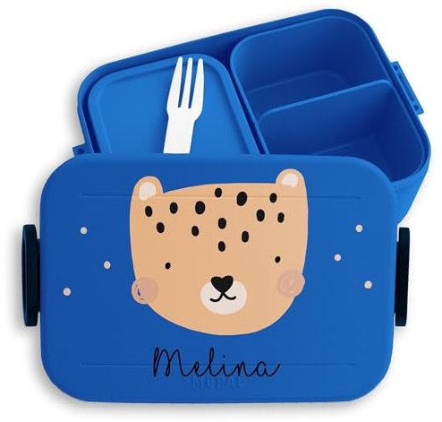 Kinder Bento Box Midi Lunchbox für Mepal Bentobox - Boho Leopard Leoparden Wildkatze - 900 ml - Blau - kind