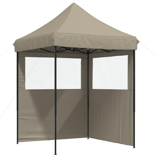 vidaXL Partyzelt Faltbar Pop-Up mit 2 Seitenteilen Taupe