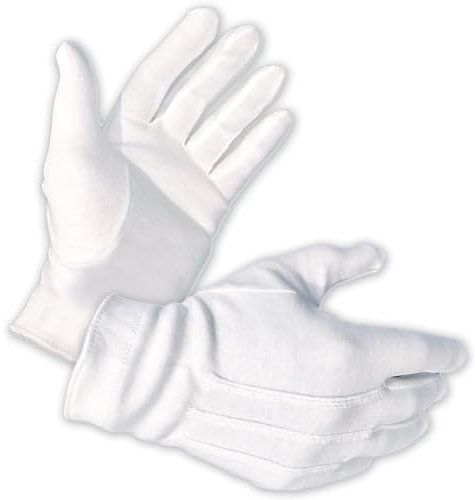 OQKAHIV 1 Paar Weiße Nylon Handschuhe mit Druckknopf, Ideal für Formelle Smokings, Zeremonielle Teamuniformen, Weihnachtsmann, Abendgarderobe, Cosplay und Schmuckinspektion, Ergänzung für jedes Outfit