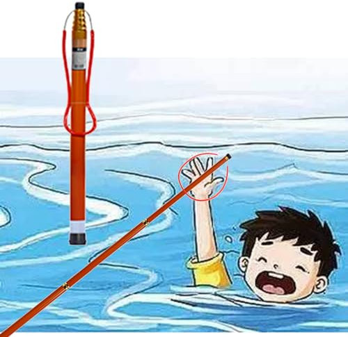 Salvavidas Palo De Rescate, Barra De Piscina Telescópica De Fibra De Vidrio De Alta Resistencia - Con Tiras Luminosas Y Reflectantes Nocturnas, Equipo De Salvamento De Emergencia(Size:1.2-10m/3.9-32.8