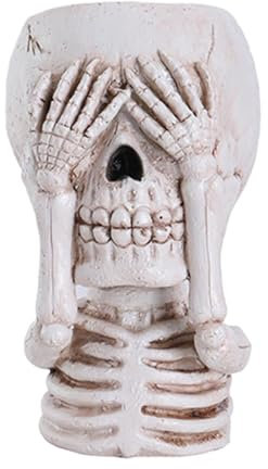 Uozonit Pot de fleurs tête de mort, pot de fleurs, tête de mort, cache-pot gothique en résine, pot pour plantes succulentes, cache-squelette, vase tête de mort