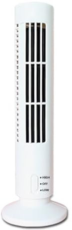 CHEOTIME Ventilador de torre USB, 2 velocidades, potente ventilador de refrigeración oscilante sin aspas, ventilador de escritorio silencioso, ventilador portátil recargable para (White)