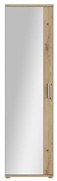 FORTE NET106 Schrank 50, Schuhschrank, Garderobenschrank, Abstellraum, Drehtürenschrank, 1-türig mit Einlegeböden, Spiegel, Holzdekor: Artisan Eiche, 50 cm breit x 180 cm hoch x 35 cm tief