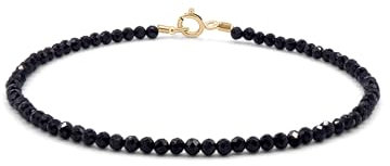 Spinell Armband 585 Gold Edelstein Natürlich Vollgold Armkette 14K Schwarz Neu (15 cm)