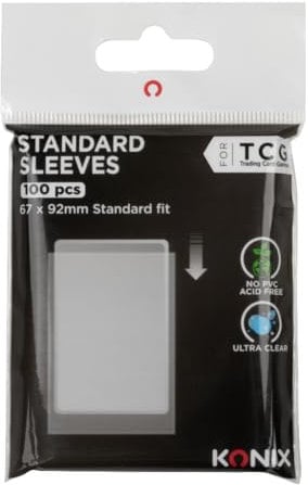 Konix Card Protector Standard Sleeves 67 x 92 mm - 100 Sleeves - Compatible with Lorcana, Magic The Gathering, Pokémon - Plastic - Transparent
