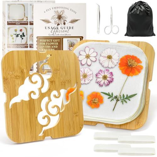 Noamus 25Pcs 4 Layers Microwave Flower Press Kit, 11 x 11 Wooden Floral Pressing Tool, Extra Large Plant Preservation Kit, Fast Dried Leaf Making DIY Set with Storage Bag for Adults, Art Crafts