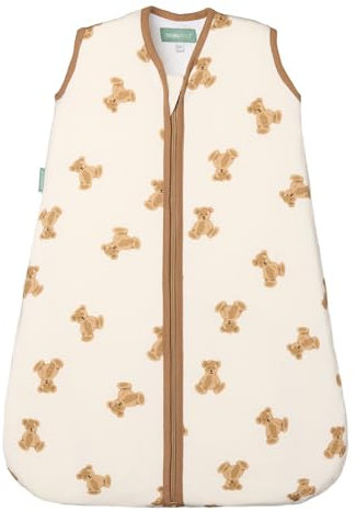 molis&co - Baby Schlafsack ärmellos - Ideal für Frühling und Herbst - Babyschlafsack 1 tog ohne Ärmel - Leicht gepolstert - 100% Baumwolle (Oeko-TEX 100), Premium Qualität - Teddy (70 cm)