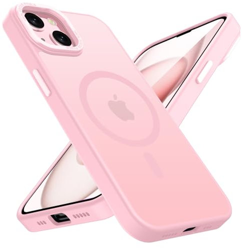 KPPIT Magnetic Case for iPhone 15 Compatible with MagSafe, Shockproof Drop Protection, Frosted Translucent Back Phone Case for iphone 15,Pink