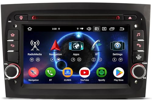 Android 14 Radio de Coche Autoradio DVD 4GB 64GB para Fiat Doblo 2015-2022 2 DIN Dab+ Navi Wireless Carplay Android Auto Bluetooth WiFi Pantalla Táctil