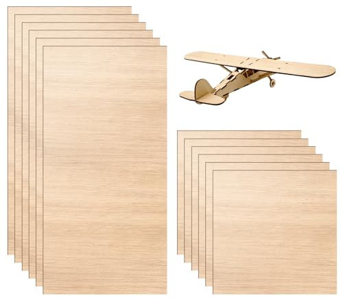 12 PCS Plywood Sheets, 200×100×2mm Wood Planks, Basswood Sheets, for Craft Painting Handmade Modeling DIY Carving Home Decoration