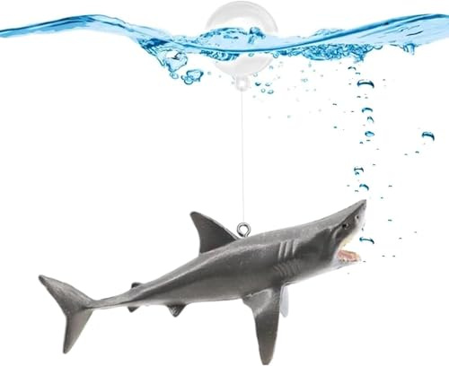 Nlinlin Grauer schwimmender Hai-Ornament, verstellbar, Aquarium-Hai, Tierdekoration, Hai-Pool-Dekoration, schwimmende Hai-Ornamente, geeignet für alle Arten von Aquarien und Heimdekoration
