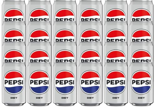 Pepsii Diet SUGAR FREE Cola Flavoured Fizzy Soft Drink Low in Calories with Sweetners 330ml Can Suitable for Vegetarian Recyclable (Pack of 24)