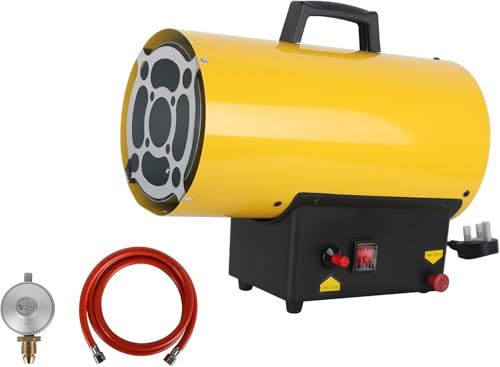 lNGRIKT 10KW Portable LPG Gas Forced Air Space Heater, 34100 BTU/hr Propane Hot Air Blower, Industrial Gas Heater with Overheat Protection for Workshop/Warehouse/Construction Sites/Greenhouse, Yellow