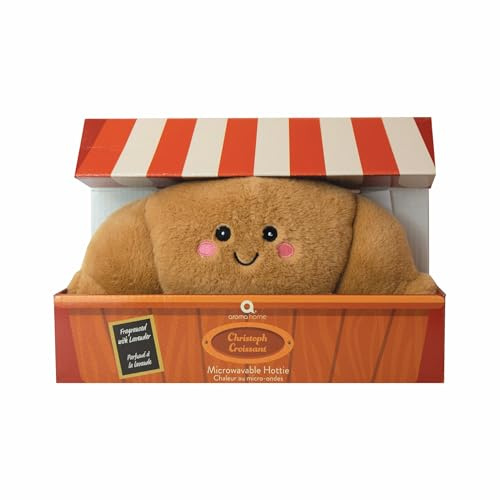Aroma Home Microwavable Hottie Heated Snack Shaped Plush Lavender Scented Hot Cold Pack (Christoph Croissant)