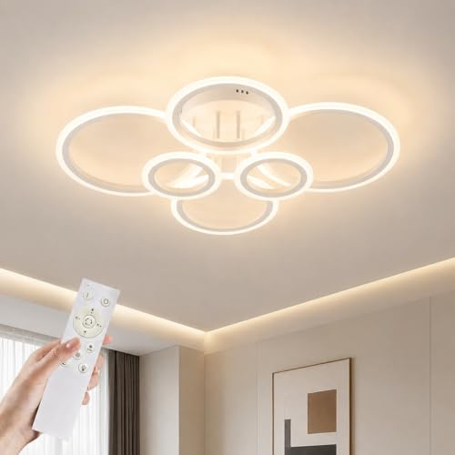 JAZME 64W LED Deckenleuchte Dimmbar 3000K - 6000K, Moderne Deckenlampe für Schlafzimmer, Küchen Flure, Balkone, Badezimmer,Haustüren(Weiß)