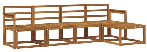vidaXL Outdoor-Sofagarnitur 5 pcs Natur Massivholz Akazie, Moderner Garten-Sofa-Set, Robustes Lounge-Möbel für Terrasse und Patio, Akazie für den Garten