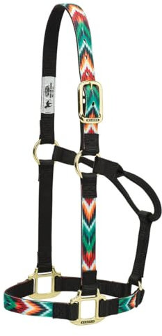 Weaver Leder Nylon Damast Festeingesteller Horse Halfter, Black Chevron, S Horse