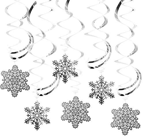 DERAYEE 20 Pieces Snowflake Swirls Hanging Ceiling Decorations Cutout Decorations Party Supplies For Santa Party Xmas Accessories