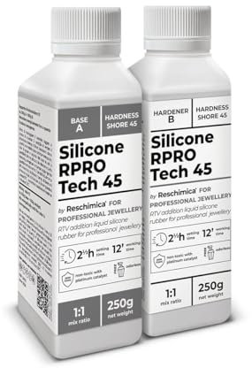 Gomma siliconica Traslucida 1:1, R PRO TECH 45, Facile da usare e Atossica, Molto Resistente agli Strappi,Silicone per stampi Per il Fai da te con Alte proprietà meccaniche (500 gr)